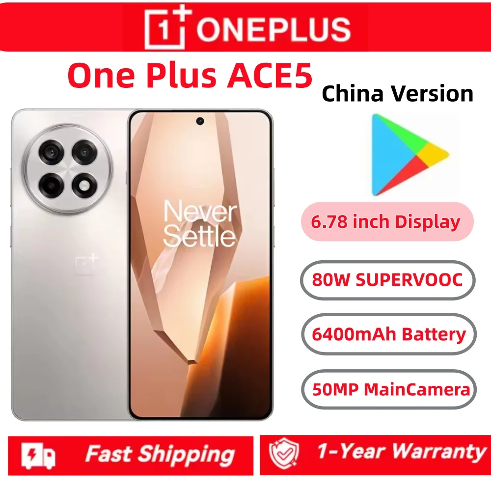 Разблокированный оригинальный смартфон Oneplus Ace 5 5G Snapdragon 8 Gen 3, 6,78 дюйма, AMOLED, дисплей 120 Гц, 6415 мАч, 80 Вт, зарядное устройство, камера 50 МП Разблокированный оригинальный смартфон Oneplus Ace 5 5G Snapdragon 8 Gen 3, 6,78 дюйма, AMOLED, дисплей 120 Гц, 6415 мАч, 80 Вт, зарядное устройство, камера 50 МП