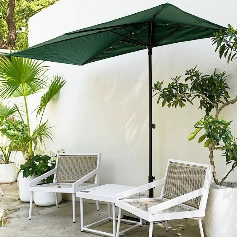 Outsunny Ombrellone Rettangolare 4.6x2.7m Con Manovella, Base E Sacchi Pesi Inclusi - Grigio - 2