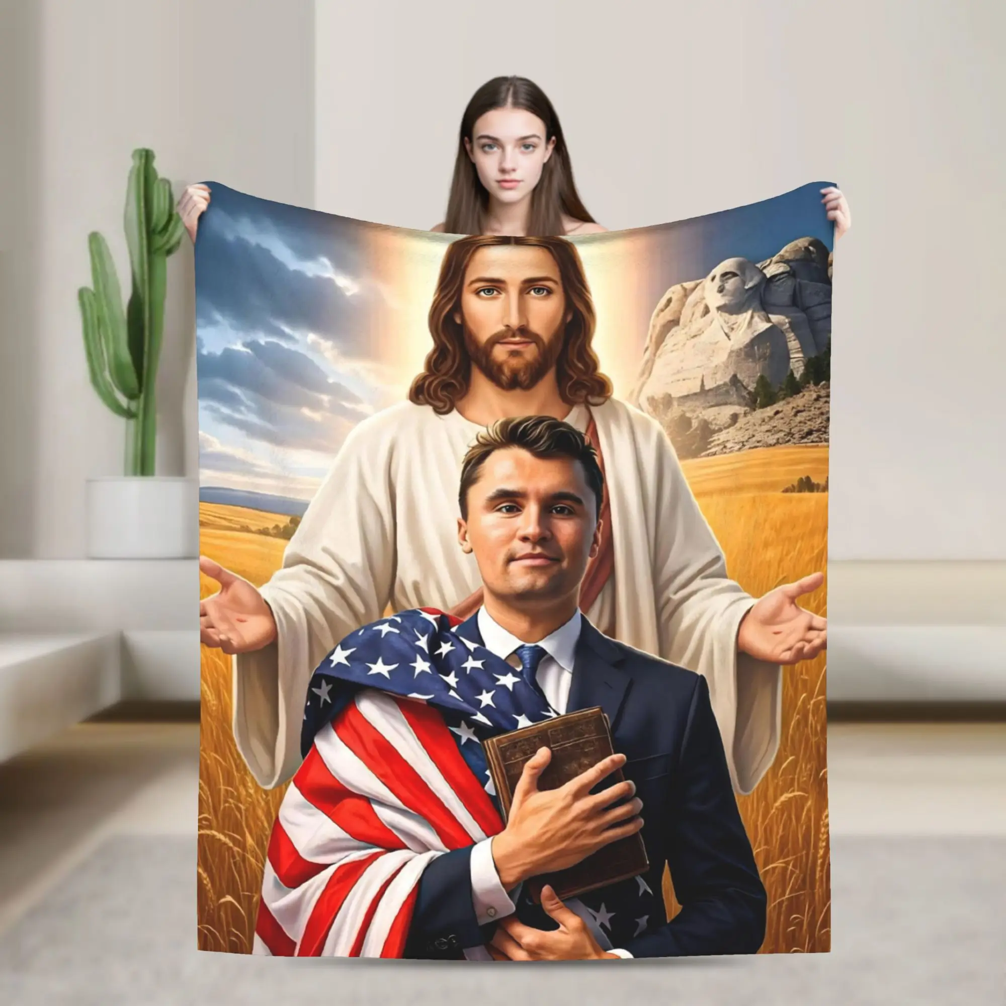 Charlie Kirk Embrace God Blanket  Camping Flannel Bedding Throws For Couch Chair Super Warm Design Quality Bedspread Gift
