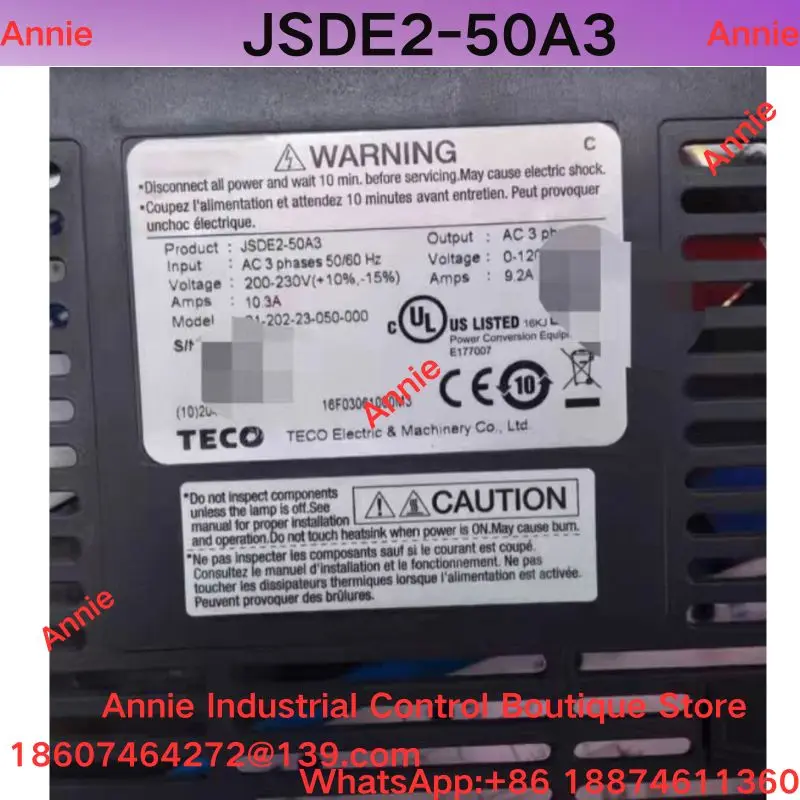 Brand New Servo driver JSDE2-50A3, input three-phase AC power, voltage 200-230V, output 0-120V, current 9.2A
