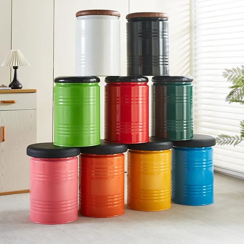 

Промышленный нефтяной стул с складским металлическим ведром сиденья для бара HOME INDUSTRIAL IRON BARREL STOOL CREATIVE STORAGE SEAT