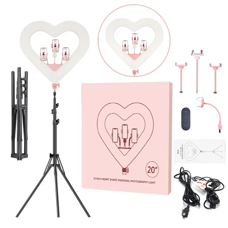 Photography Lighting Heart Shaped Ring Light for  3200k-5500k Dimmable Led Selfie Ring Light With Tripod For Live