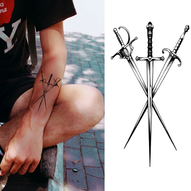 Татуировка-наклейка-меч-паук-цветок-череп-временная-водостойкая-вспышка-макияж-рука-рука-шея-поддельный-боди-арт-для-мужчин-женщин-вечерние