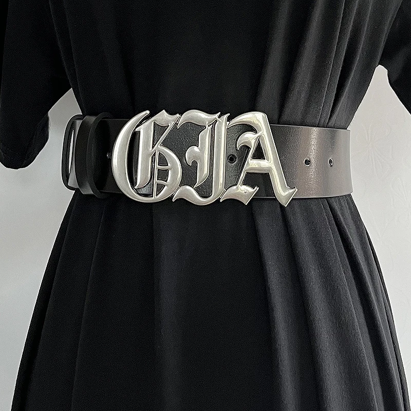 

Women's Fashion Genuine Leather Silver Buckle Cummerbunds Female Dress Corsets Waistband Belts Decoration Wide Belt TB1316
