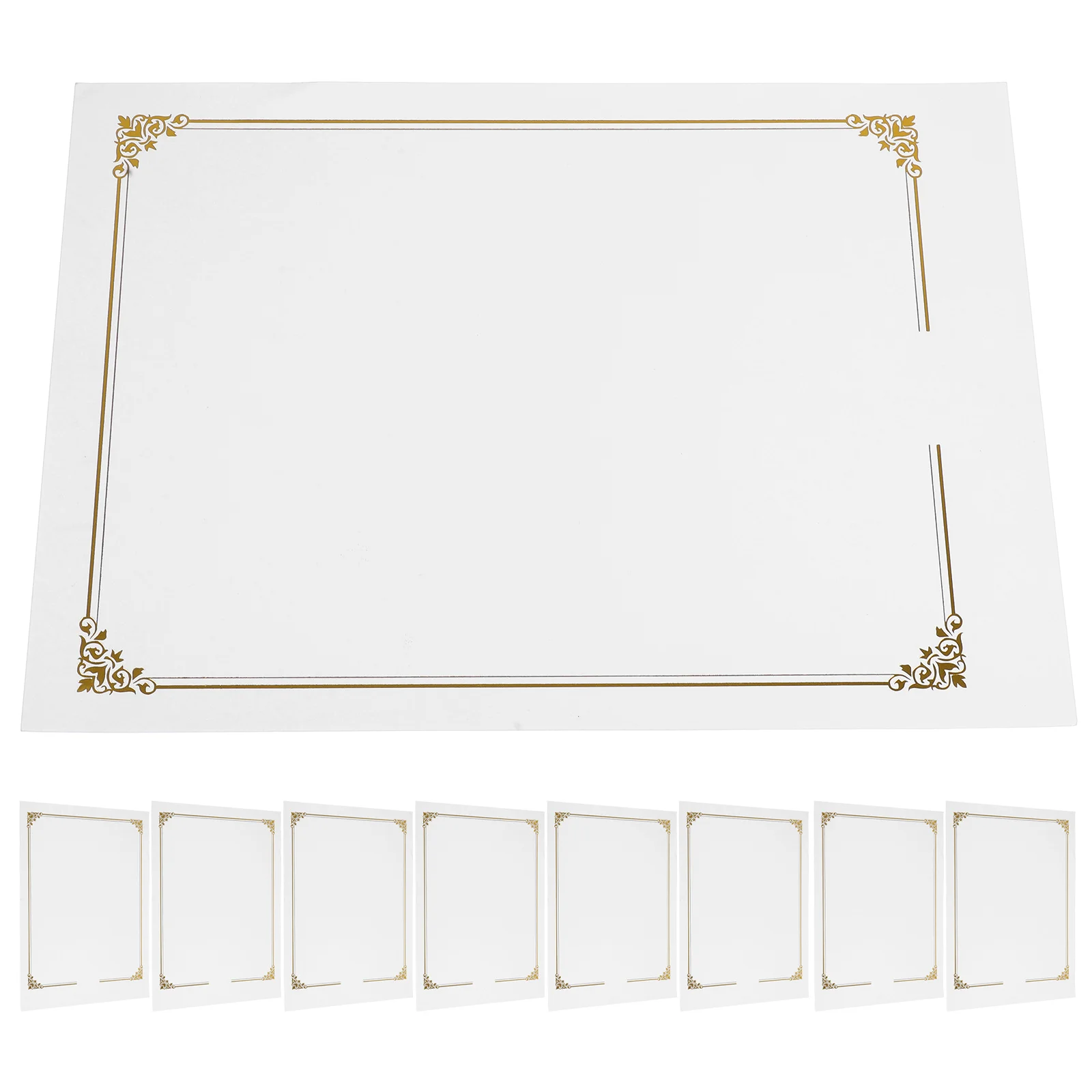 

10Pcs Blank Certificate Paper Gold Foil Border Diploma Cardstock for Printing Recognition Award Sheets Graduation Achievement