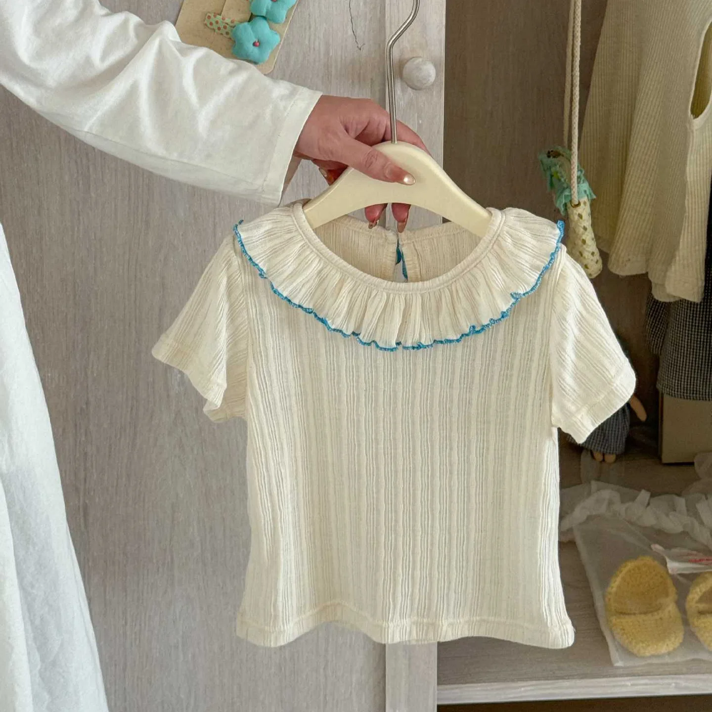 Girls 2026 Summer New Korean Trendy Stylish Versatile Fashion Cool Girls Lace Collar Top