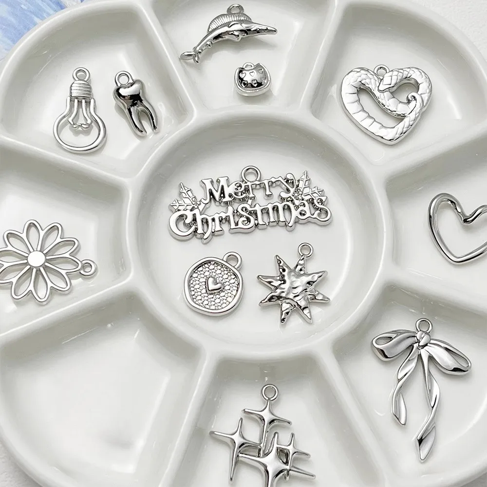 

Personalized, Simple, Smooth, Heart-shaped, Multi-style Alloy Pendants, DIY Necklaces, Earrings, Material Accessories, White K