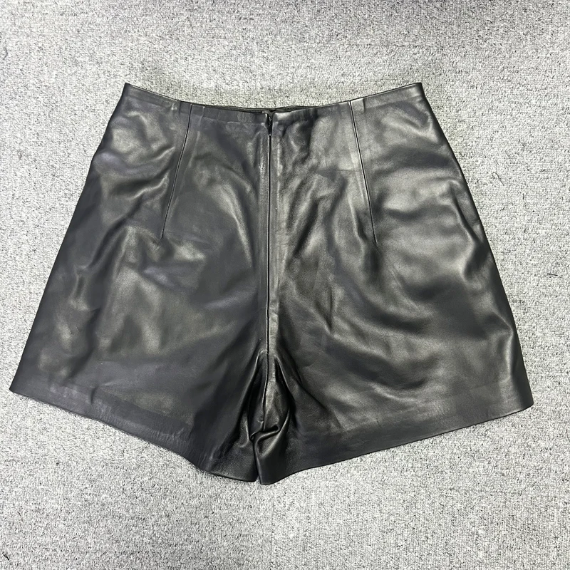 Leather Skirts Shorts For Women 2024 New Korean Y2K Metal Bucklee Show Long Leg Slim Short Pants Female Boots Pantalones Cortos