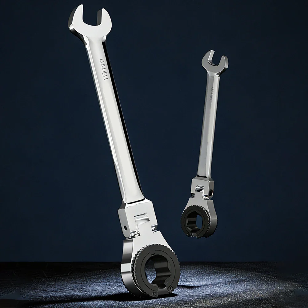 1pc Half-Open Ratchet Wrench Double-Sided Flexible Head Brake Line Wrench For Air Conditioning Systems Repair