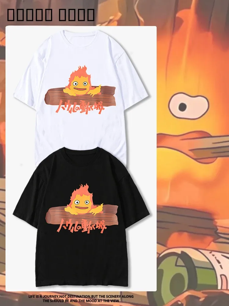 

lows Moving Castle Collaborative ort Sve T-irt Men's Summer 2025 New Sle Qui Dry Stand Fit round Ne Print