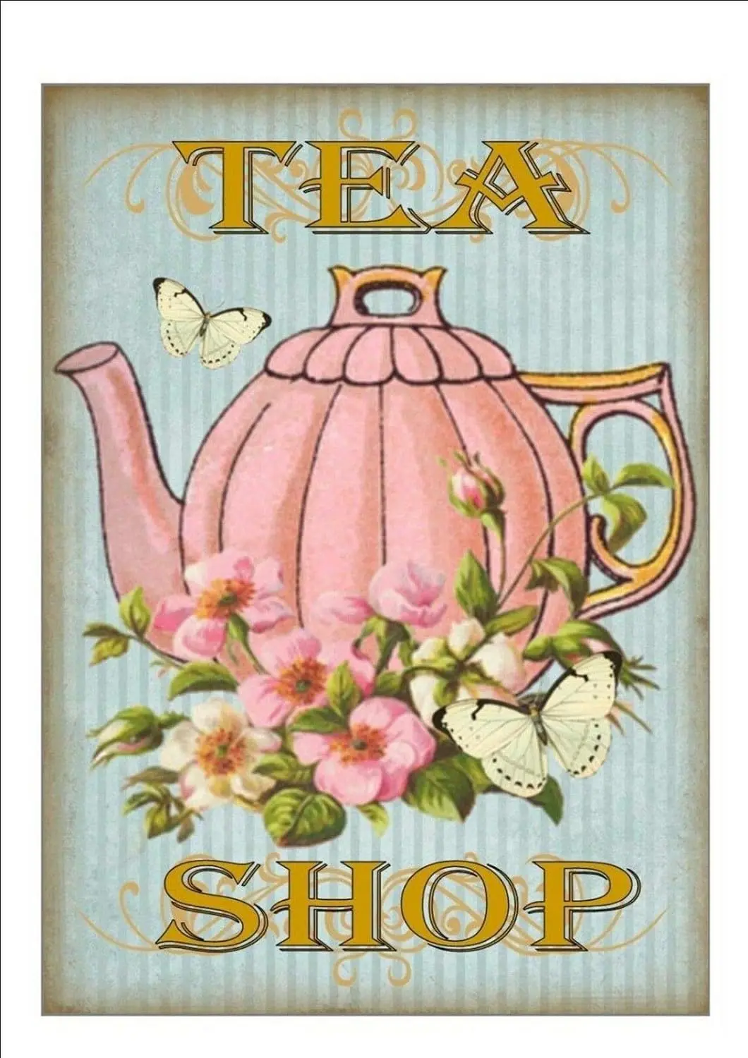 Retro Style Tea Shop Metal Sign Door Sign, Tea Rooms Sign Afternoon Tea, 8X12 in