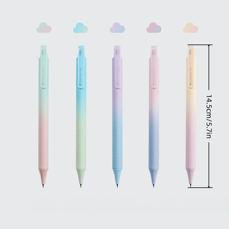 1 Set of 5 Cloud Cotton Series Gel Pens, High-Quality Gradient Color Pen Barrels, 0.5mm Fine Tip Black Ink, Smooth Writing, Comfortable Grip, Perfect for Writing, Exams, Note-Taking, School and Office Supplies, Can Be Given as a Gift