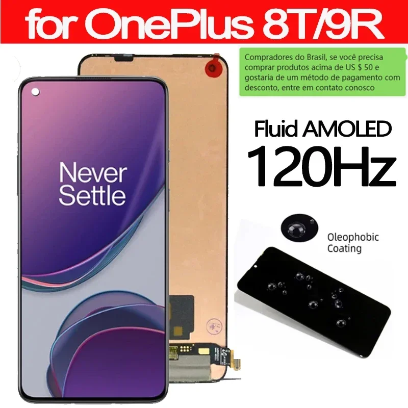 GEFENSI 6,55 '120 Гц AMOLED для OnePlus 8T KB2001, KB2000, KB2003, KB2005 ЖК-дисплей с сенсорным экраном для OnePlus 9R, замена Pa
