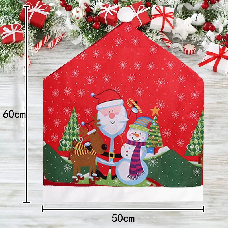 1/2/4/6 Christmas decorations, daily household holiday items, snowmen, green tree chair covers, 60cm x 50cm A4