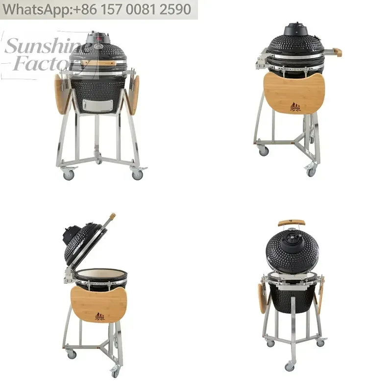 Kimstone 16-Inch Round -Shaped Kamado Grill Modern Premium Ceramic Barbecue Smoker with Charcoal Oven Outdoor Cookware