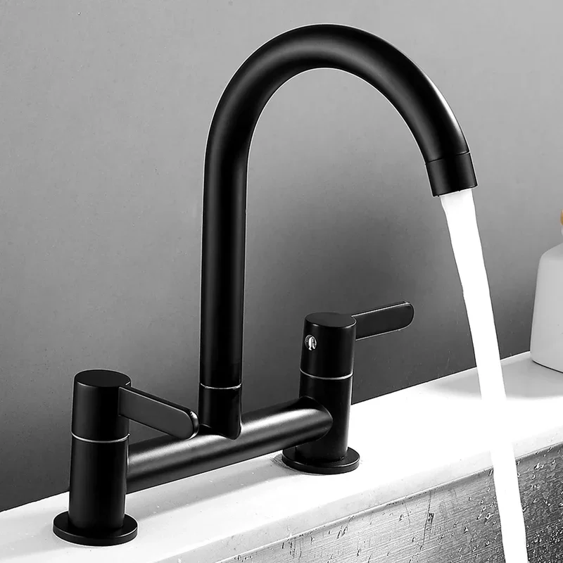 Black basin faucet bathroom washbasin sink water mixer tap hot cold water basin sink tap kitchen deck mounted faucet accessories