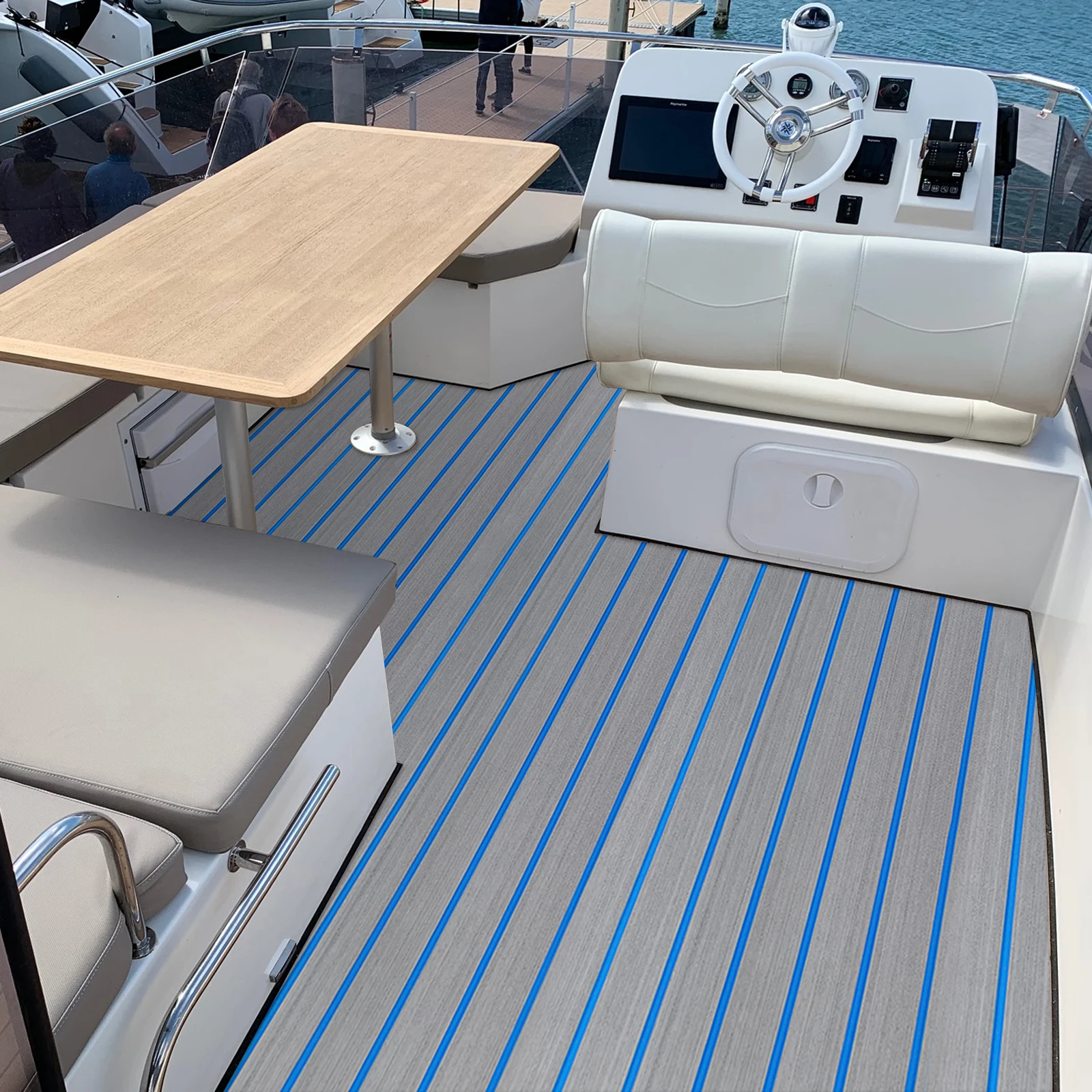 6mm Dicke Rutschfeste Matte, Bootsboden EVA-Schaumstoff-Deckbelag, 240*60cm Selbstklebende Marine-Bodenmatte, für Boot/Deck