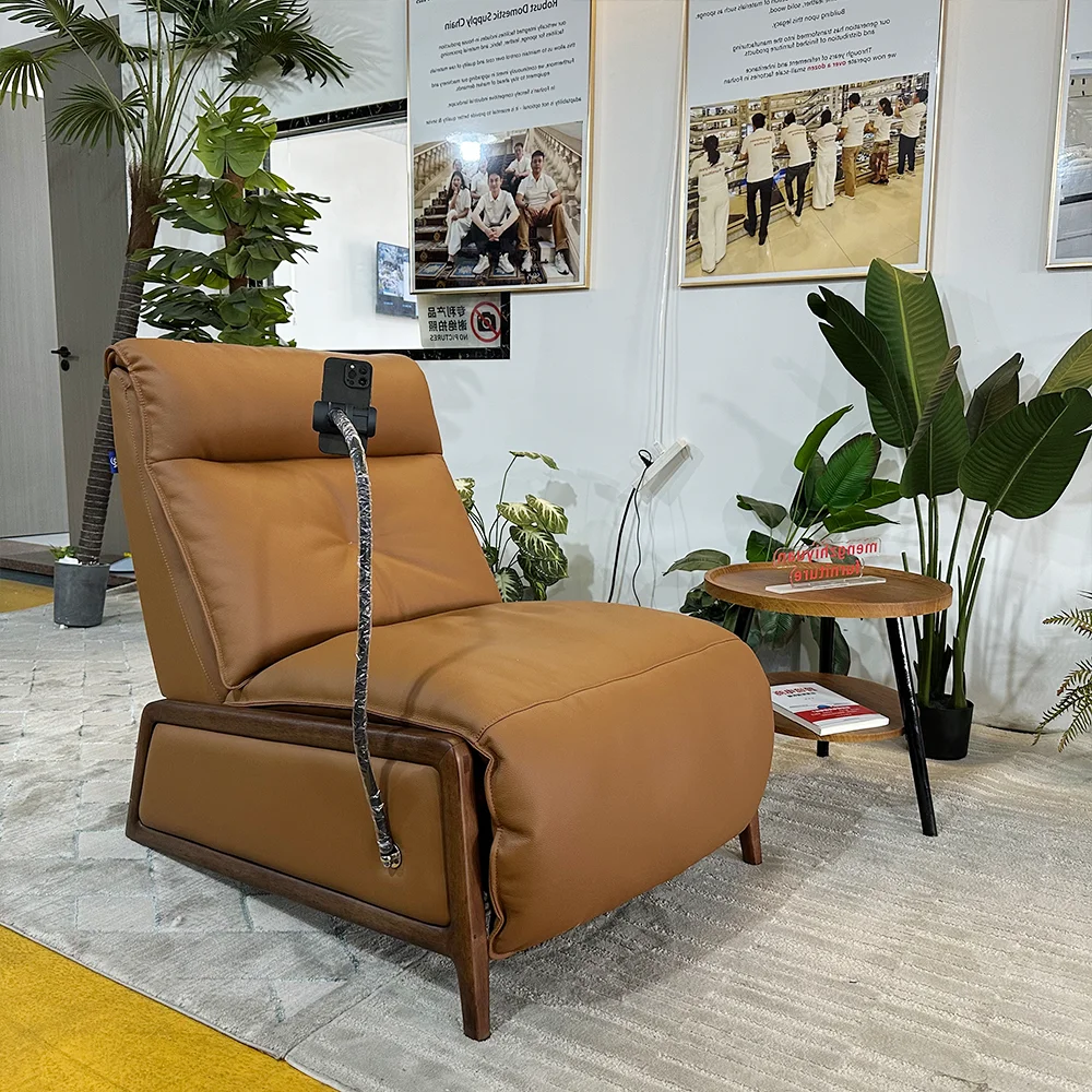 Solid Wood Frame Wood Base Foldable Extendable Massage Modern Heavy-Duty Electric Recliner Chair Genuine Leather Power Lift Sofa