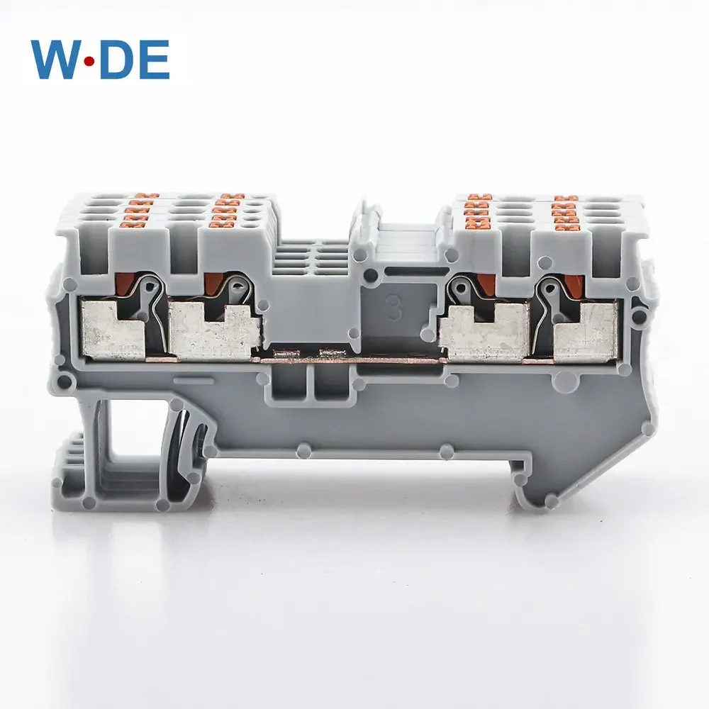 Din Rail Terminal Block PT 1.5-QUATTRO 4 Wire Conductor Push In Spring Screwless Contact Feed Through 10pcs Wire Connectors