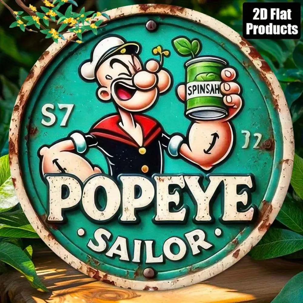 Tin Sign - Vintage Durable Metal Plaque Wall Decor, Popeye Sailor Cartoon Themed Home Office Bar Man Cave Wall Art