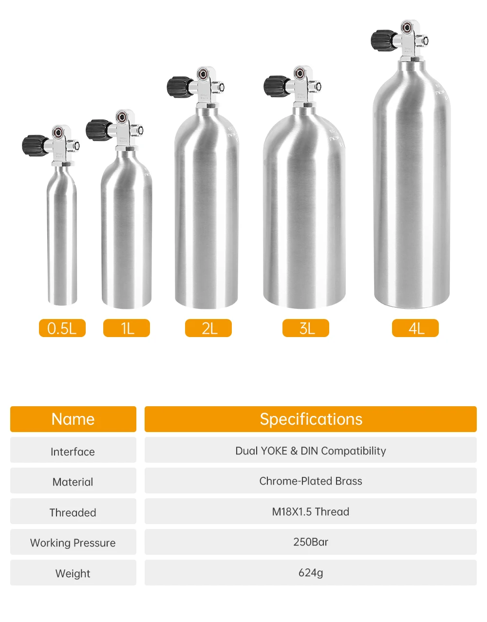 DIDEEP 3500Psi Tauchflaschenventil, Hochdruck DIN/YOKE Ventil, Tauchflaschenventil M18*1,5 Gewinde, Tauchflaschenzubehör – Detail 3