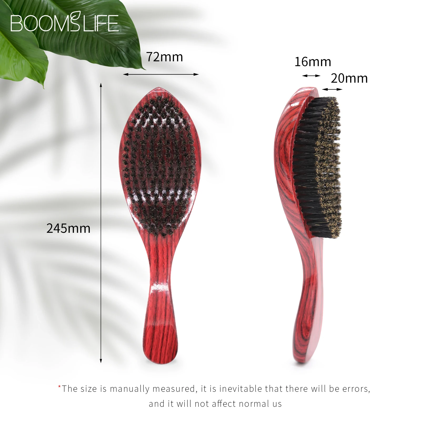 Cepillo Barba 360 Wave Brush For Men Beard Brush Medium Soft Boar bristle Wood Brush Beard Curve Palm Wave Brush Wood Beard Comb