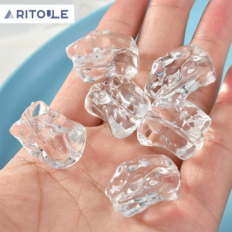 Summer ice cool cool transparent ice cubes irregular shaped straight hole resin DIY earrings ear accessories material accessorie