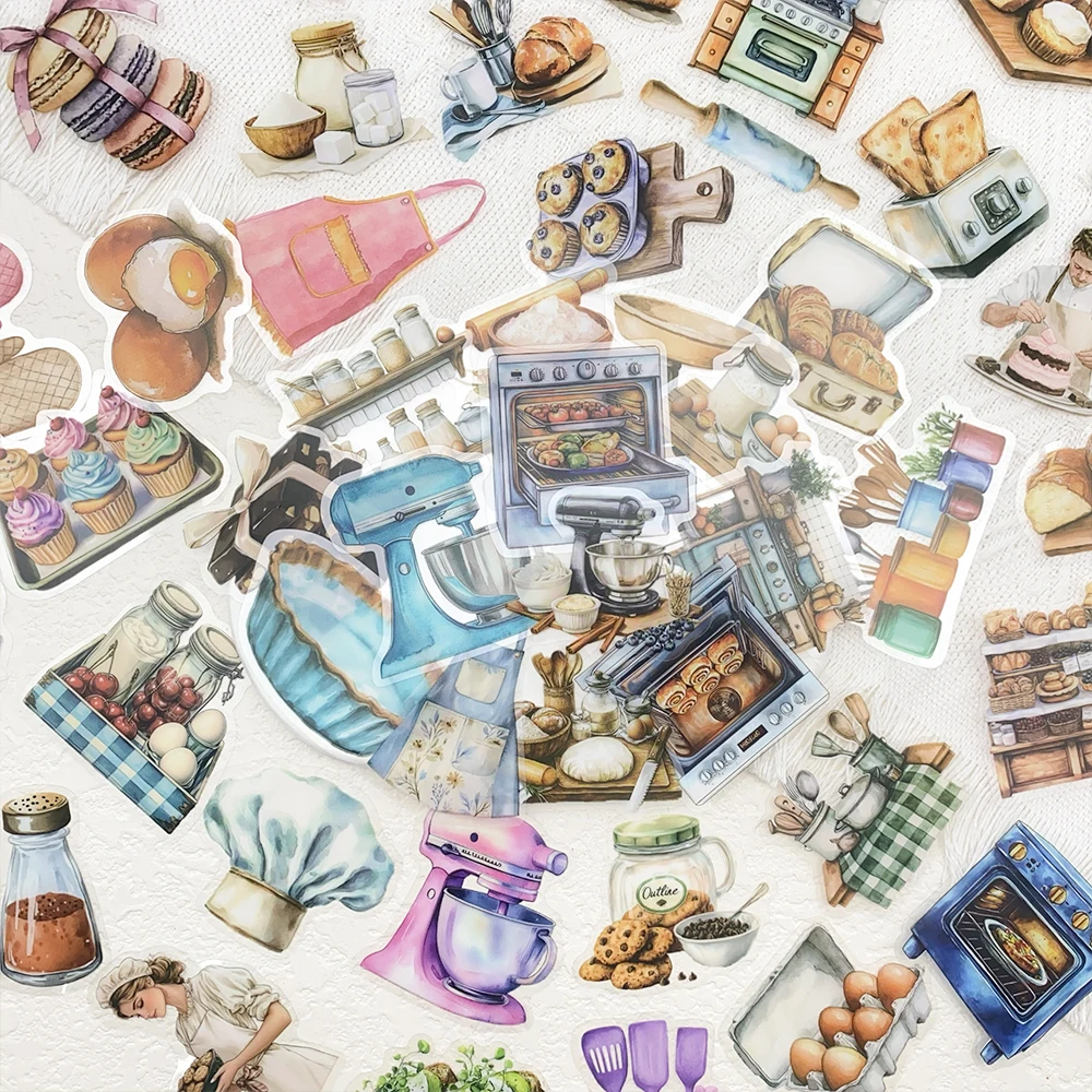 50 stücke Backen Thema Transparent PET Aufkleber Aufkleber Für Laptop Sammelalbum Kühlschrank DIY Ästhetische Aufkleber Kreative Geschenke