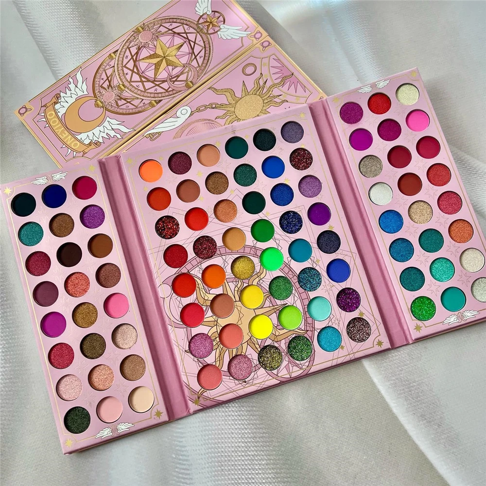 96 Colors Cartoon Design Glitter Eyeshadow Palette Shining Waterproof Long Lasting Eye Shadow Blush Pigment Makeup Products