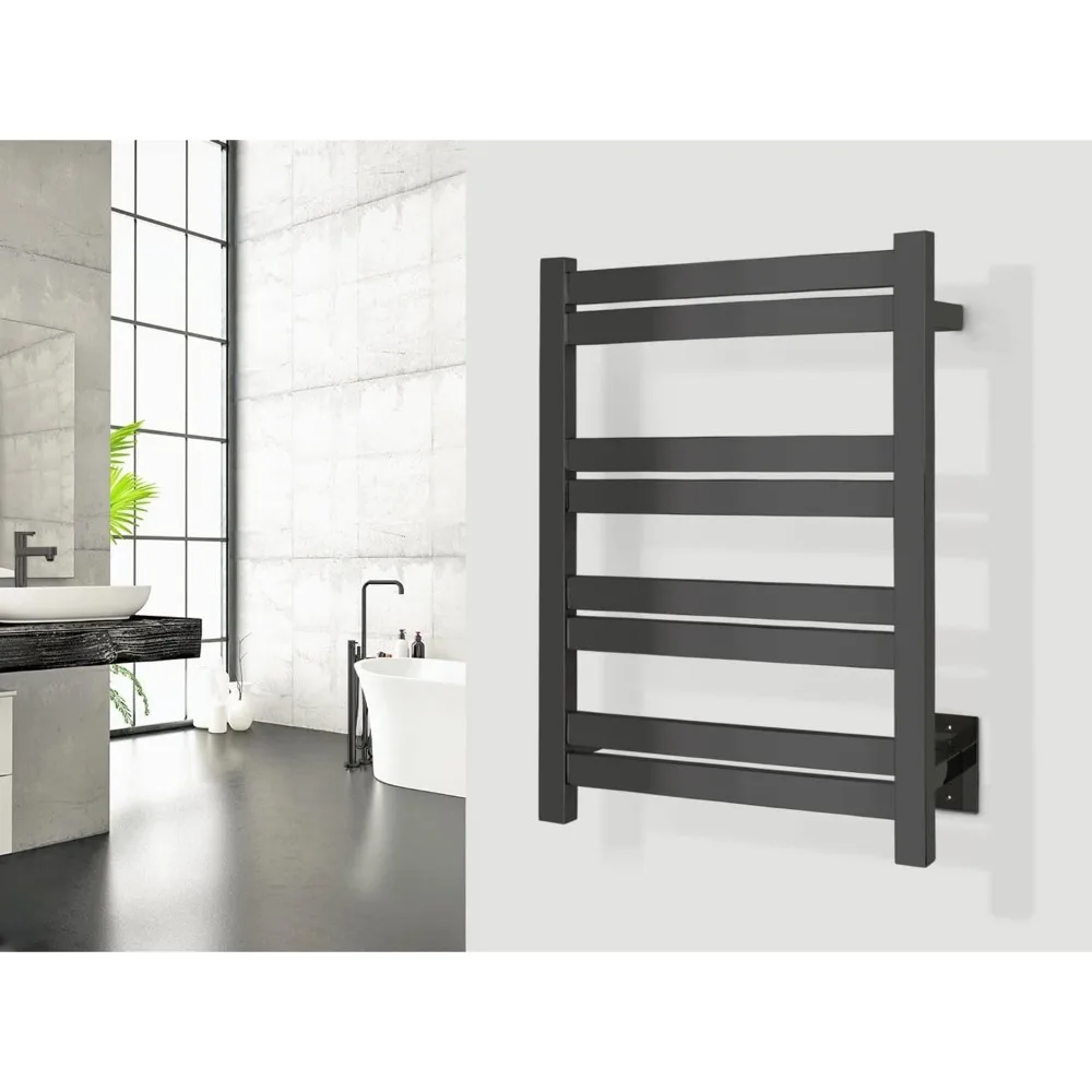 

Radiant Electric Heated Towel Warmer Rack, 8-Bar, Dual Connection, Integrated On/Off Switch with Light, Stainless