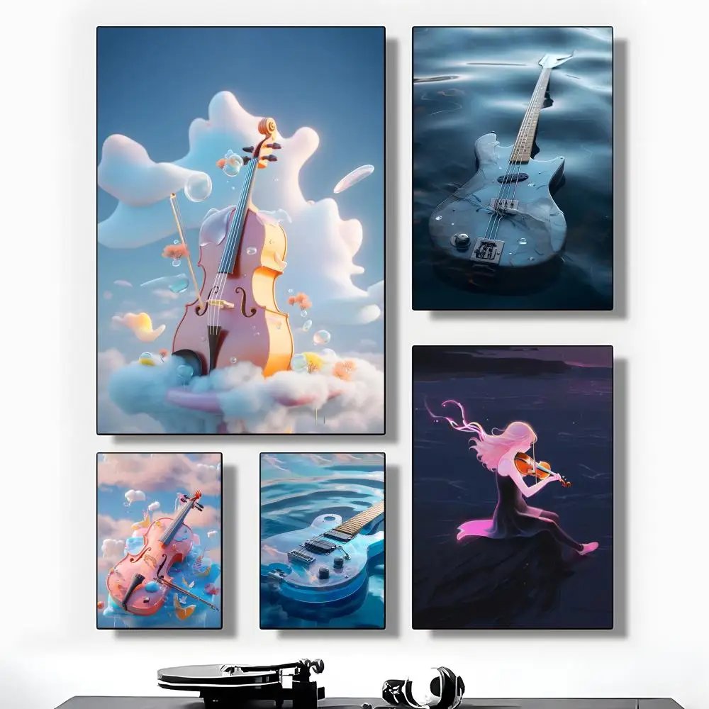 Elegant Art Violin Poster High-Grade Poster For Home Room Bar Cafe Decoration Art & Present