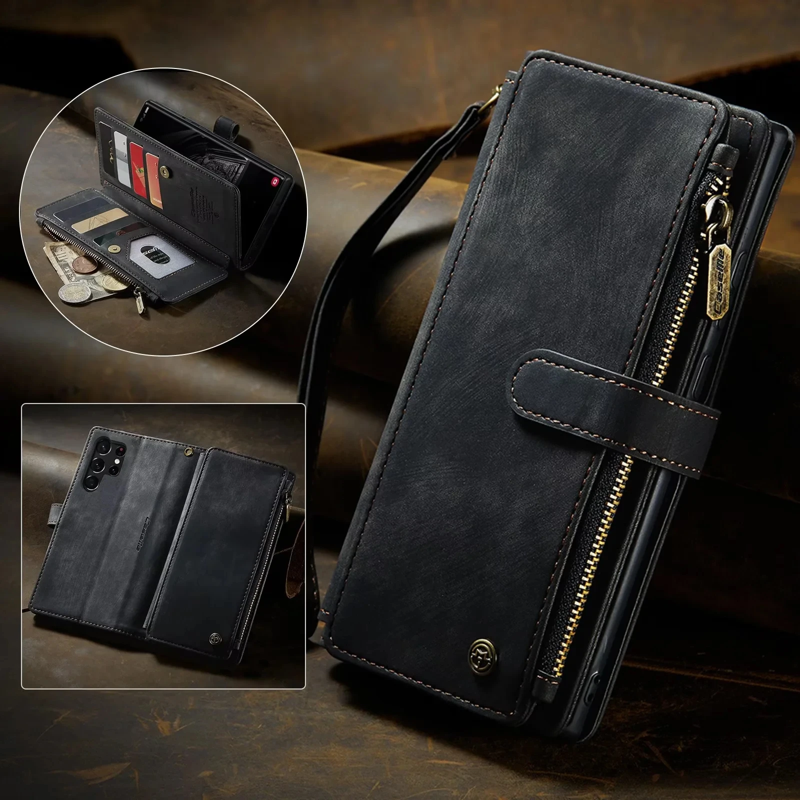Flip lederen telefoonhoesje voor Samsung Galaxy S25 Edge S24 S26 Ultra S23 FE S22 S21 S20 Plus Note20 A16 A56 A17 A37 A57 portemonnee etui