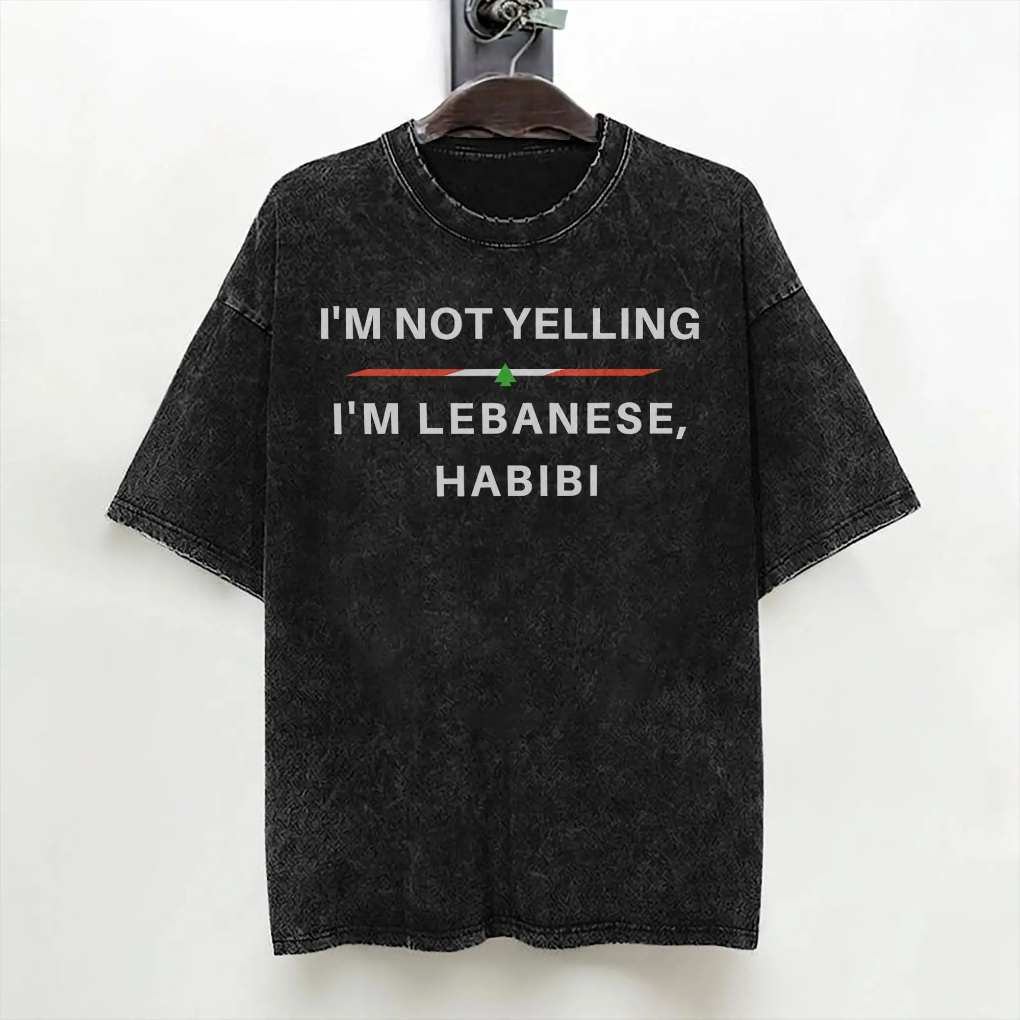 I'm Not Yelling I'm Lebanese Habibi T Shirts Washed Short Sleeve Oversize T-Shirt  Vintage Men Women Streetwear Summer Tees