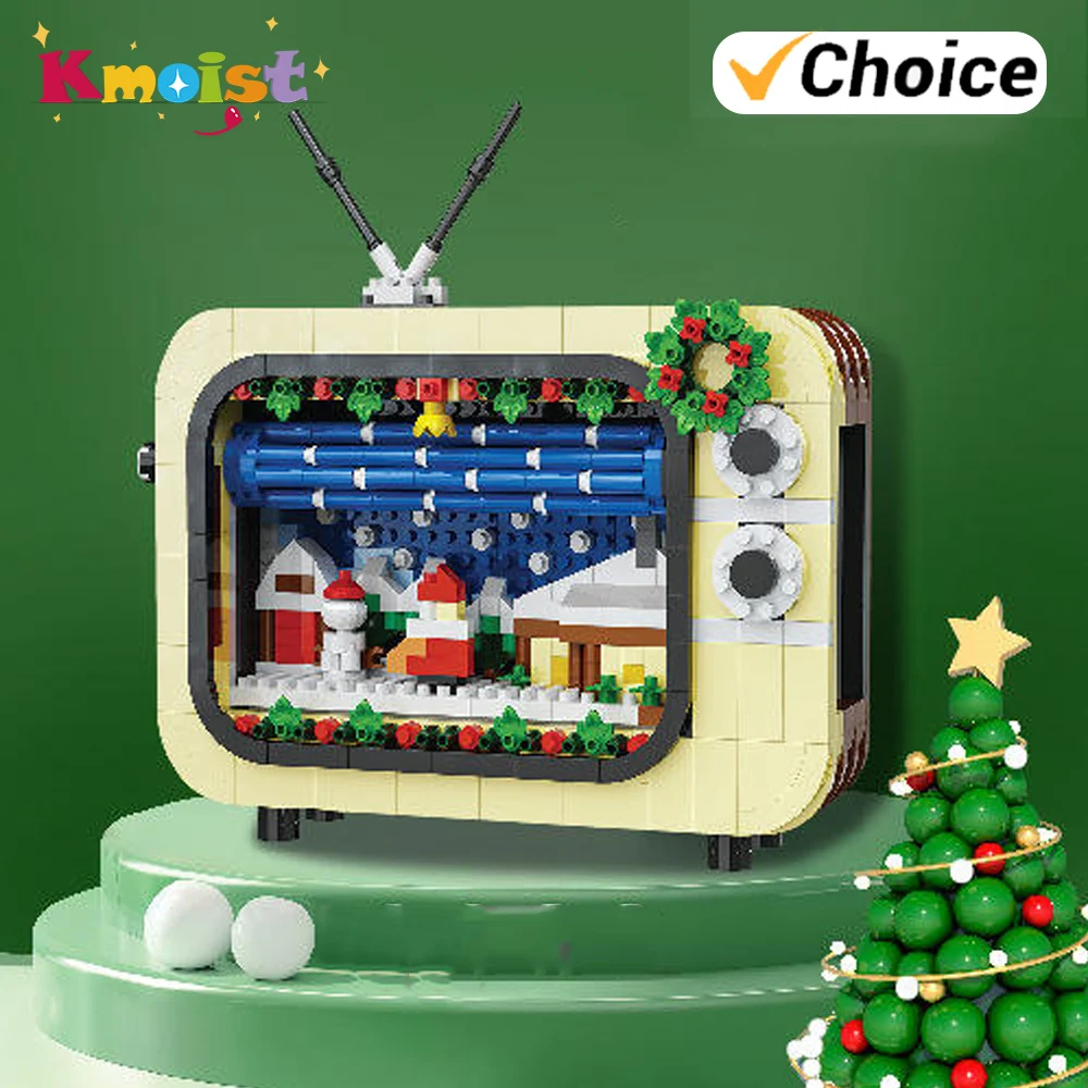 

Christmas Gifts Snowy Scene Tv Micro Building Blocks Toy Set Small Particle Bricks Block Children's Toys Gifts Party Home Decor