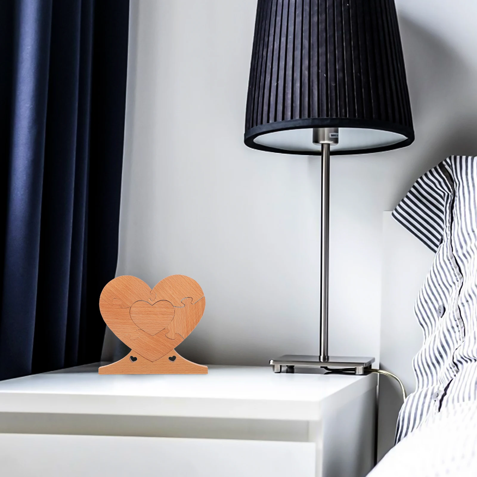 

Heart Shaped Adornment Creative Desktop Wood Craft Valentines Day Home Vase nament Exquisite Family Piece