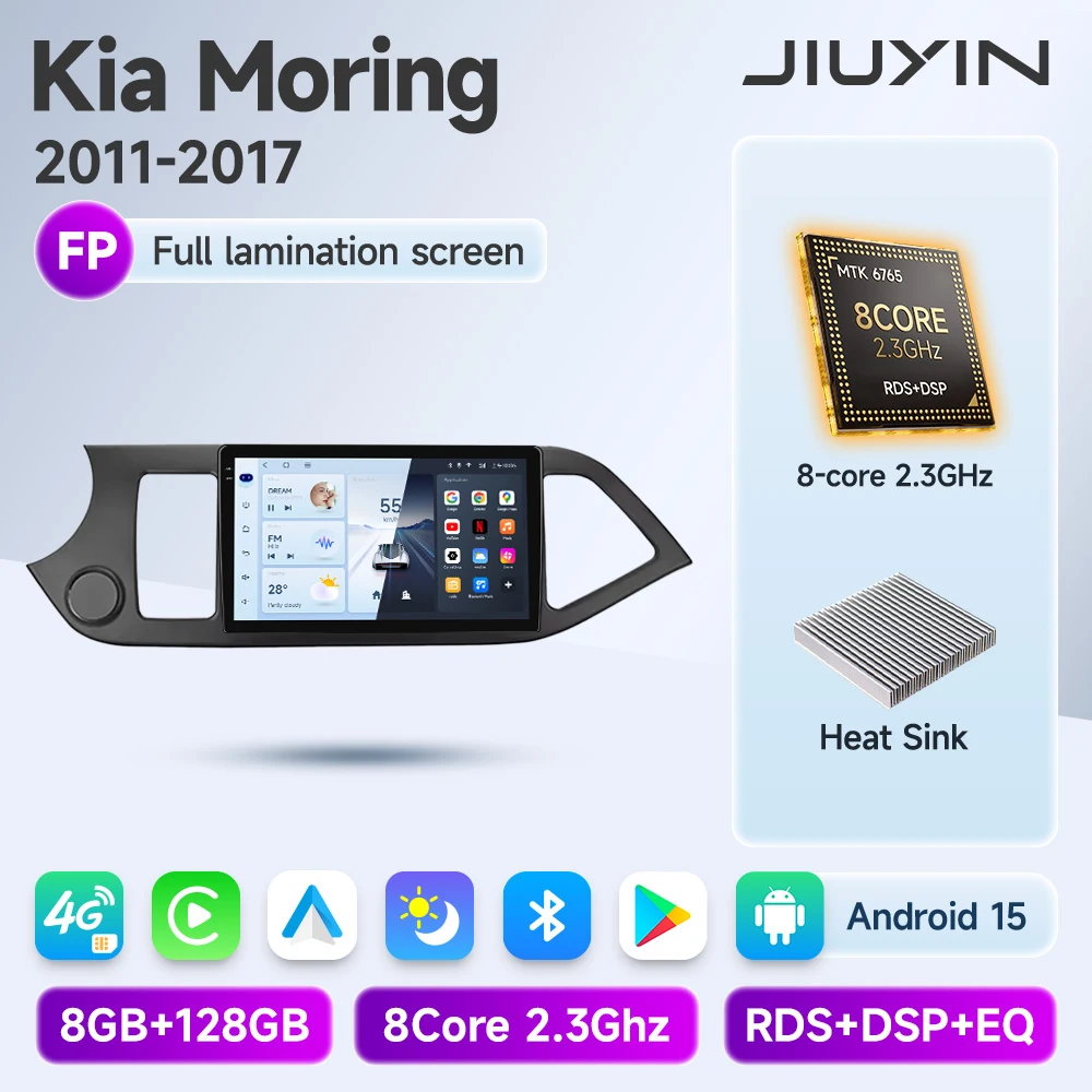 JIUYIN Android 15 Carplay Autoradio Multimidia Video Player Voor KIA PICANTO Ochtend 2011-2017 Navigatie GPS IPS Head unit
