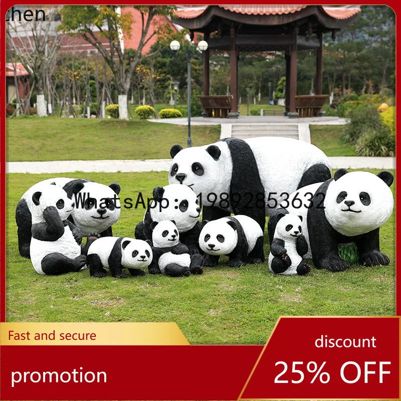 YFY  Imitation Panda Statue Outdoor Fiberglass Animal Sculpture Garden Landscape Park Community Courtyard