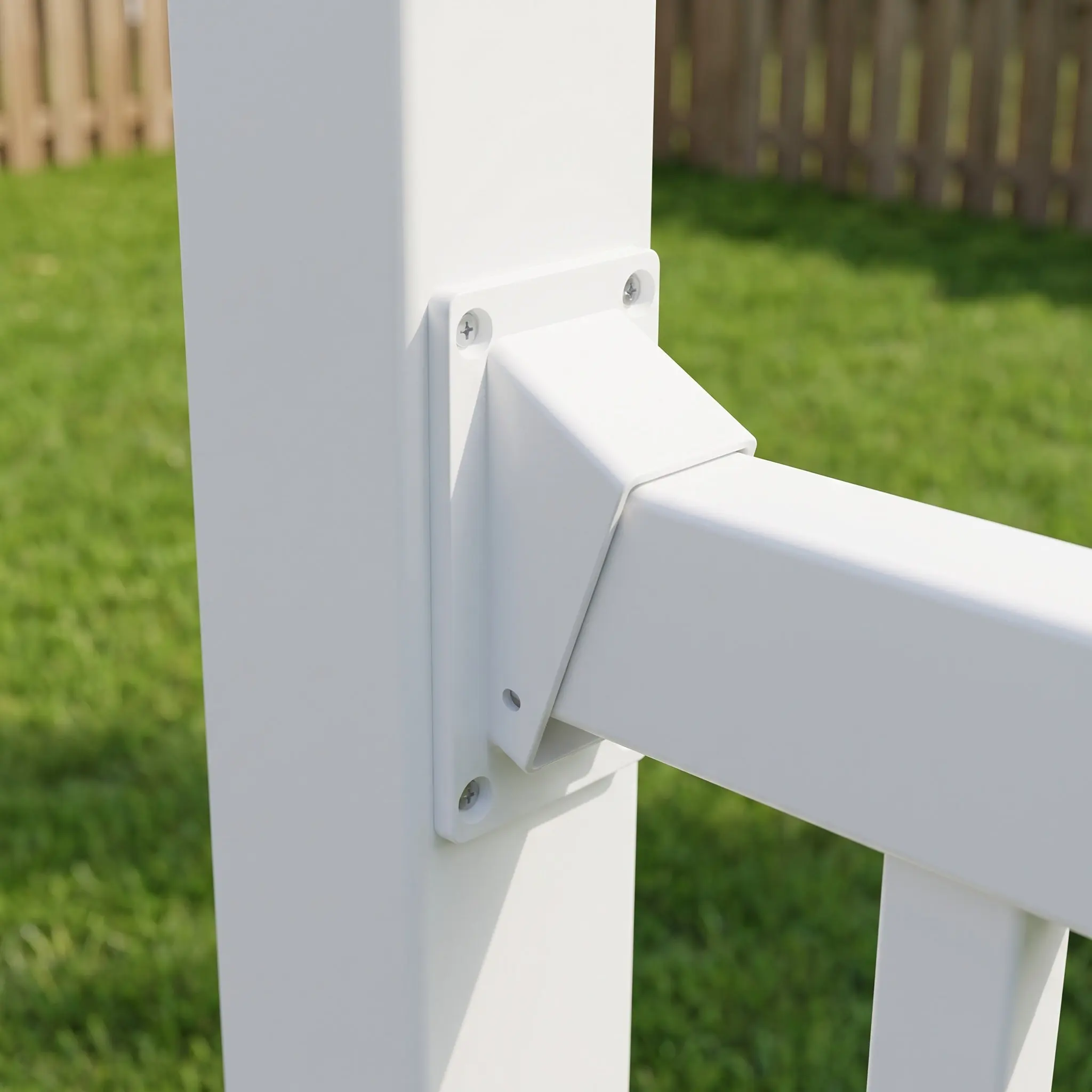 2Pcs Stair Rail Handrail Vinyl Bracket Kit White 2x3.5 Inch Weatherproof Vinyl Fence Brackets Replacement Parts for Deck Garden