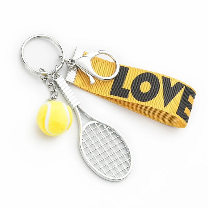 Cute Sport Mini Tennis Racket Pendant Keychain Badminton Keyring Key Chain Ring Finder Holer Accessories Gifts for Teenager Fan