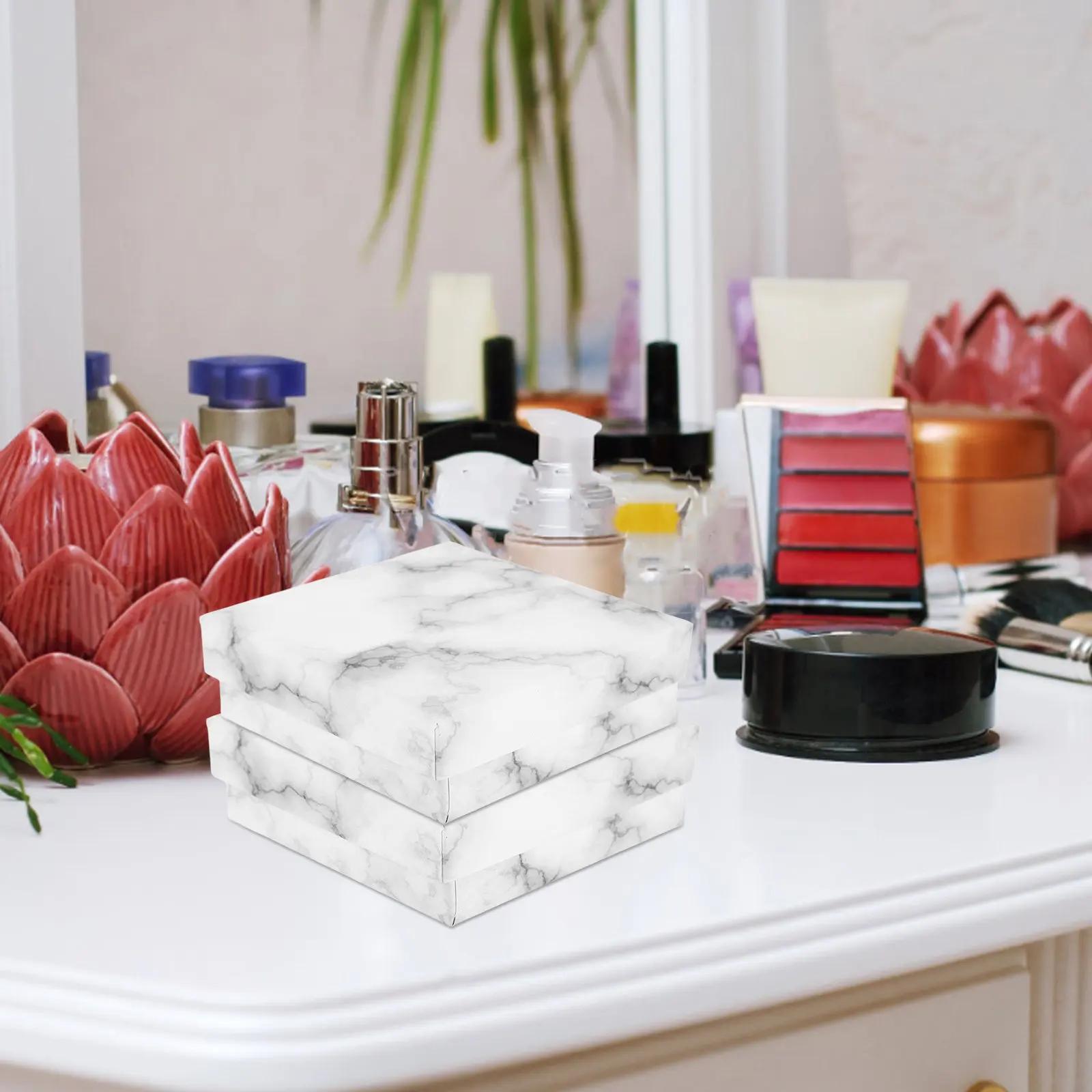 

24Pcs Elegant Square Jewelry Box with Delicate Marble Design Perfect for Special Occasions and Travel Souvenirs