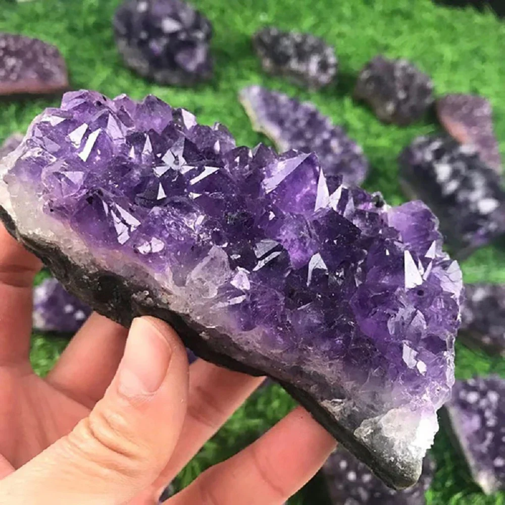 Amethyst Cluster Geode Natural Irregular Purple Quartz Stone Point Wand Energy Healing Mineral Crystal Rock Specimen Room Decor