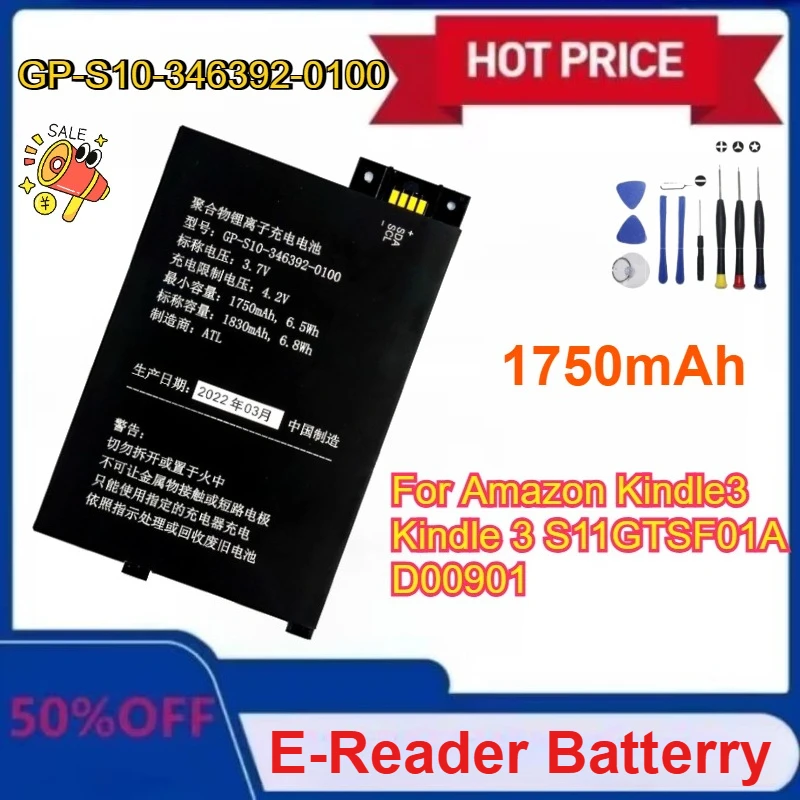 

New Replacement Battery 1830mAh GP-S10-346392-0100 for Amazon Kindle3 Kindle 3 S11GTSF01A D00901 E-Reader Batteries with tools