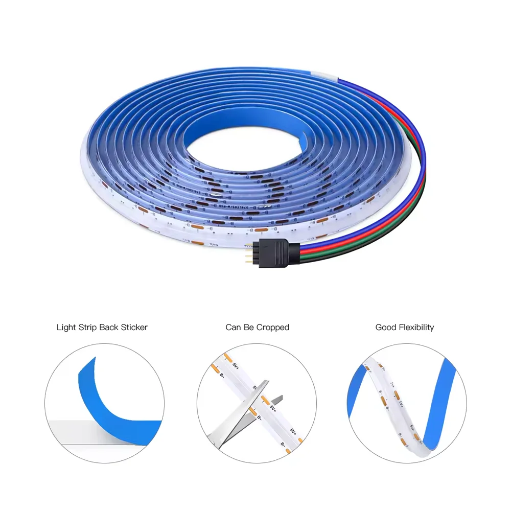 5V USB RGB COB LED Strip Bluetooth Control with 44 Key Remote Control 1-5M Kit for Room LED PC TV Backlight Neon LED Lighting