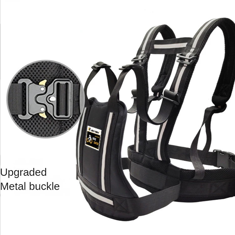 Kids Motorcycle Safety Belt for Child with Storage Bag Rear Seat Grab Handle Strap Harness Adjustable Child Reflective Strip