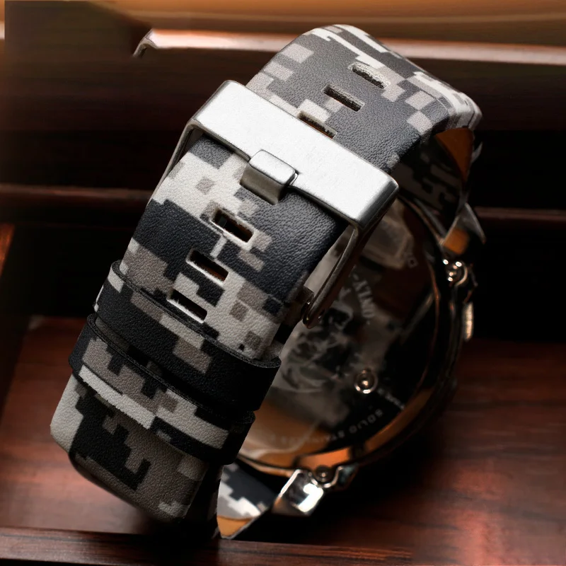 Men\'s Camouflage Genuine Leather Watch Strap Large Size For Diesel DZ7311 DZ7401 4323 4318 Watch Band  24 26 28mm Bracelet