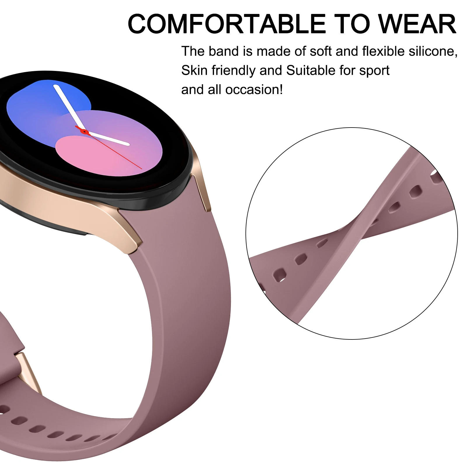 No Gaps Silicone Band For Samsung Galaxy Watch 5 Pro 45mm/Watch 4 Classic 42mm 46mm/Watch 4 5 40mm 44mm Strap Sport Wristband