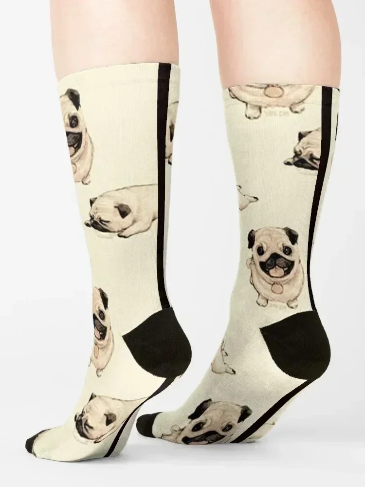 Pug Dog Art Pugs puppy funny cute dogs Socks Novelties summer hiphop christmas stocking Socks Men Women's