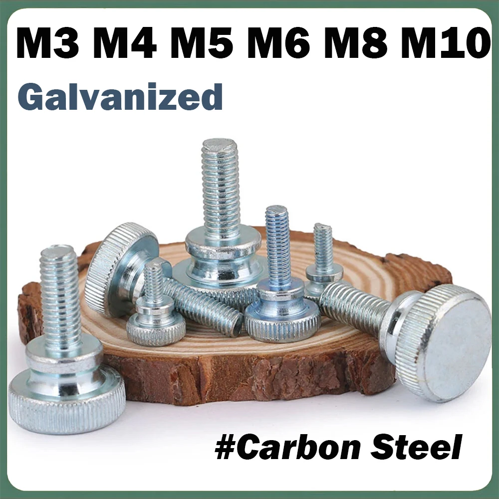 M3 M4 M5 M6 M8 M10 GB834 Galvanized Carbon Steel High Head Knurled Hand Screw Large Head Step Screw Adjustment Bolt