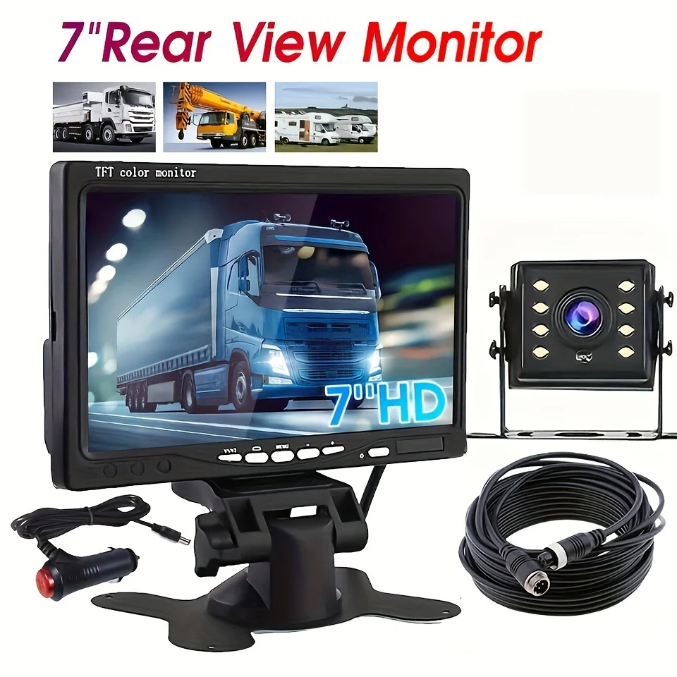 Veículo Rear View Backup Kit com 7 "Display Monitor, Heavy Duty, visão noturna, câmera reversa, Assistente de estacionamento