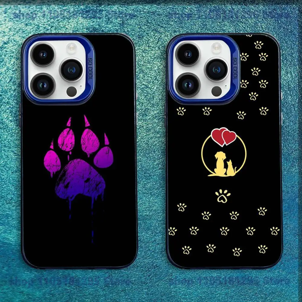 

Dog Footprints Puppy Paw Print Phone Case For iPhone 17,16,15,14,13,12,11,Mini,Pro,E,MAX Blue Candy Matte Shockproof Cover